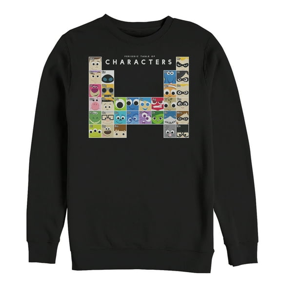Men's Pixar Character Periodic Table Sweatshirt Black 3X Large