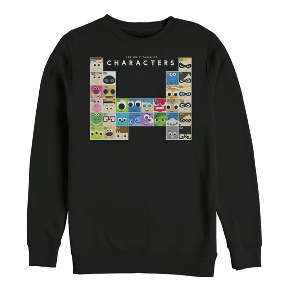 Men's Pixar Character Periodic Table Sweatshirt Black 3X Large