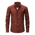 thumbnail image 1 of Men's Plaid Button Down Shirts Long Sleeve Casual Business Work Blouse Tops Regular Fit Gingham Shirts Brick Red S, 1 of 3