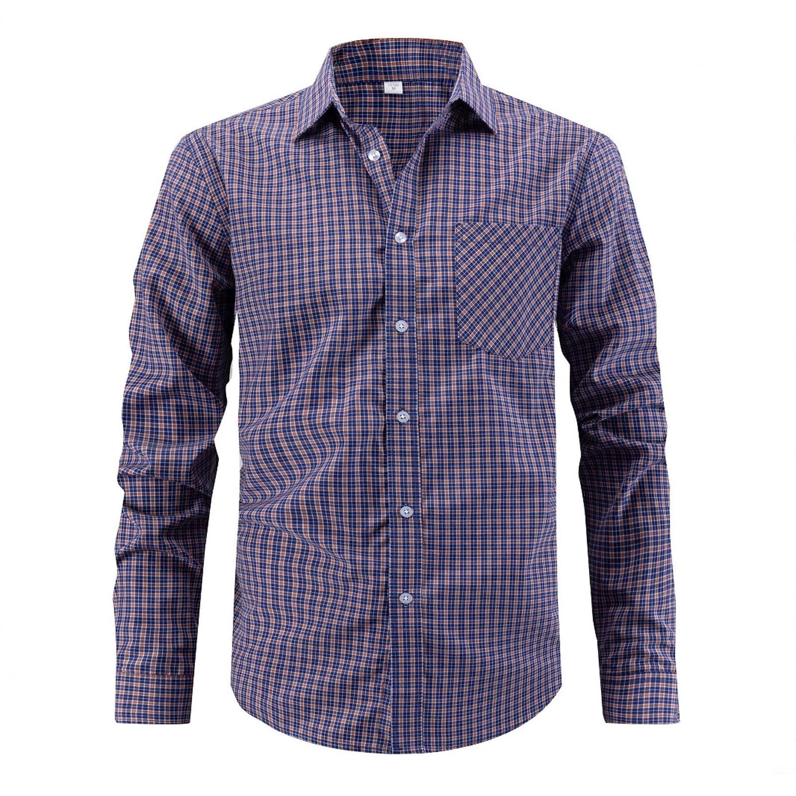 Men's Plaid Button Down Shirts Long Sleeve Comfort Breathable Regular ...