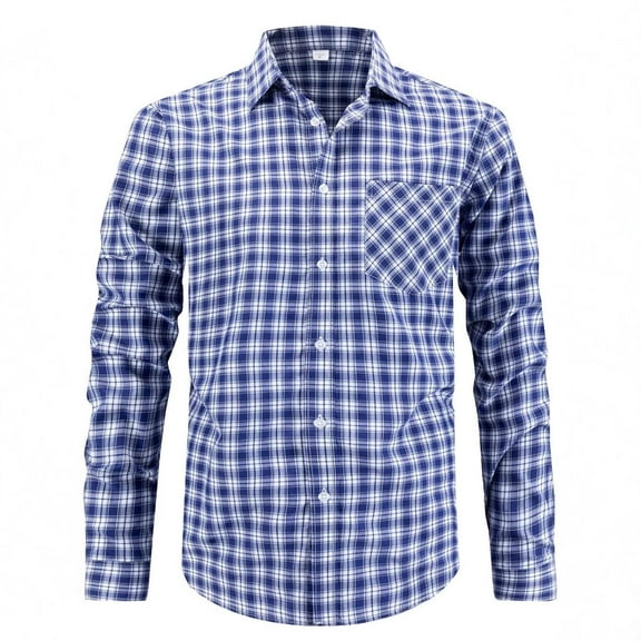 Men's Plaid Button Down Shirts Long Sleeve Comfort Breathable Regular Fit Dress Shirt for Work to Weekend Business Casual