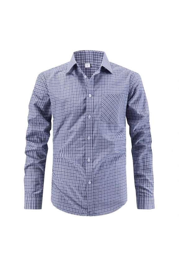 Men's Plaid Button Down Shirts Long Sleeve Comfort Breathable Regular Fit Dress Shirt for Work to Weekend Business Casual