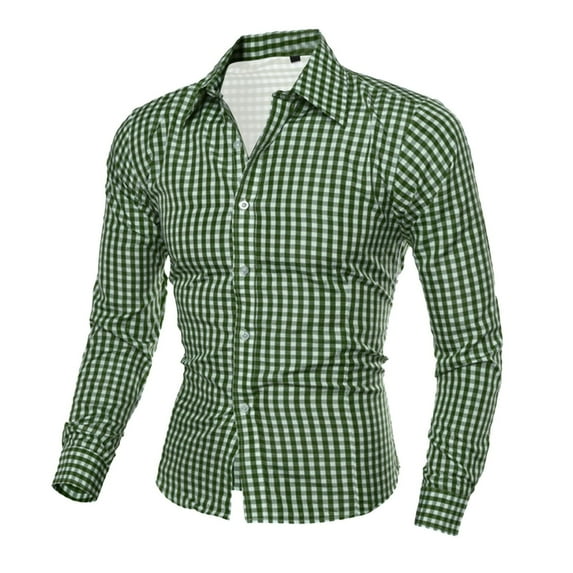 Men's Plaid Button Down Shirts Long Sleeve Dress Shirts Regular Fit Gingham Shirts