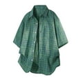 thumbnail image 1 of Men's Plaid Button Down Short Sleeve Shirt Loose Fit Casual Shirt with Chest Pocket Green XXL, 1 of 3