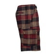 thumbnail image 1 of Men's Plaid Cargo Shorts Drawstring Closure Soft Hand Feel Burgundy Large, 1 of 1
