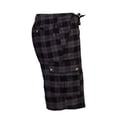 thumbnail image 1 of Men's Plaid Cargo Shorts Drawstring Closure Soft Hand Feel Dark Grey Small, 1 of 1