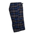 thumbnail image 1 of Men's Plaid Cargo Shorts Drawstring Closure Soft Hand Feel Royal Blue Small, 1 of 1