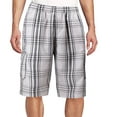 thumbnail image 1 of Men's Plaid Checkered Multi Pocket Elastic Waist Lightweight Casual Cargo Shorts (13 White/Black, 2XL), 1 of 3