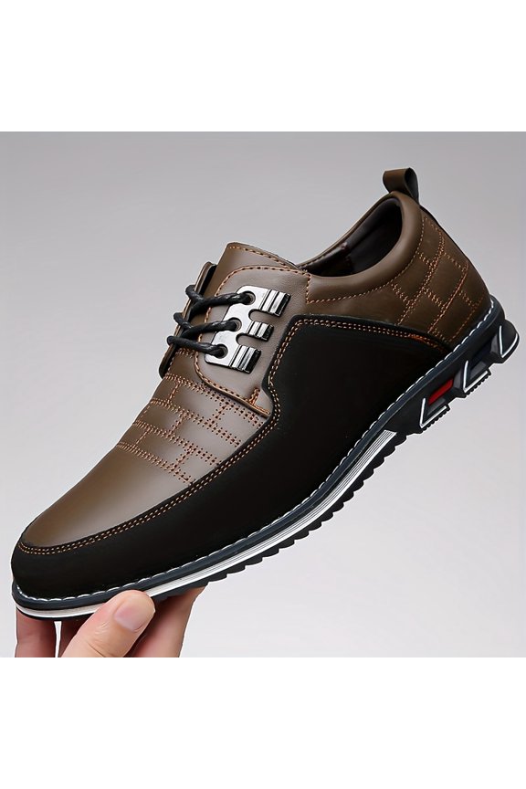 Men's Plaid Derby Shoes, Wear-resistant Non-Slip Dress Shoes for Wedding Business