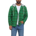 thumbnail image 1 of Men's Plaid Drawstring Hooded Chest Pocket Long Sleeve Shirt Jacket L Green, 1 of 6