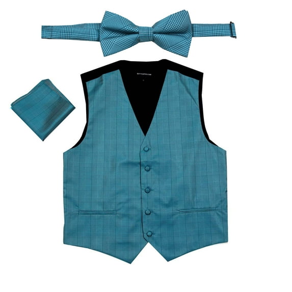 Men's Plaid Dress Vest Bow Tie for Tuxedo and Suit Proms and Weddings