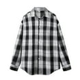 thumbnail image 1 of Men's Plaid Flannel Shirt Long Sleeve Casual Button Down Shirts Fall Fashion Clothing 2025 Loose Work Utility Jackets Black XXXL, 1 of 2