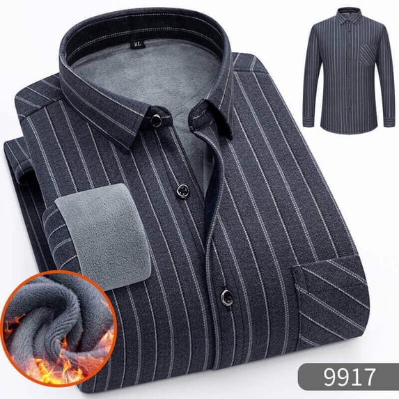 Men's Plaid Flannel Shirt with Pocket and Fleece Lining, Multiple Styles Available