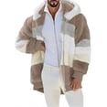 thumbnail image 1 of Men's Plaid Jackets Fleece Versatile Long Sleeve Button Hooded Coats Casual Comfortable Thickened Thermal Outerwear Khaki M, 1 of 7