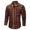 thumbnail image 1 of Men's Plaid Jackets Lapel Long Sleeve Button Down Corduroy Coats Velvet and Thick Warm Winter Outwear with Pockets (3XL, Coffee), 1 of 6