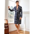 thumbnail image 1 of Men's Plaid Long Sleeve Bathrobes For Home, 1 of 5