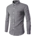 thumbnail image 1 of Men's Plaid Long Sleeve Casual Button Down Slim Fit Dress Shirts Black L, 1 of 1