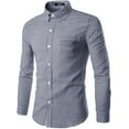 thumbnail image 1 of Men's Plaid Long Sleeve Casual Button Down Slim Fit Dress Shirts Navy 3XL, 1 of 1