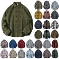 thumbnail image 1 of BiZtdJrK Men's Plaid Long Sleeve Shirts with Chest Pocket Big and Tall Button Down Shacket Jacket Going Out Tops, Navy, XXXXXL, 1 of 9