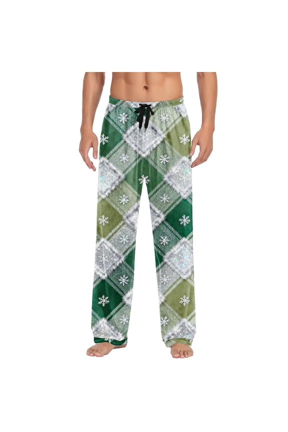 Men's Plaid Pajama Pants with Pockets & Drawstring Waist Straight Leg Lounge Bottoms Soft Sleepwear Funny Xmas Print Amusing Christmas Loungewear Casual Pajamas Novelty Sleepwear