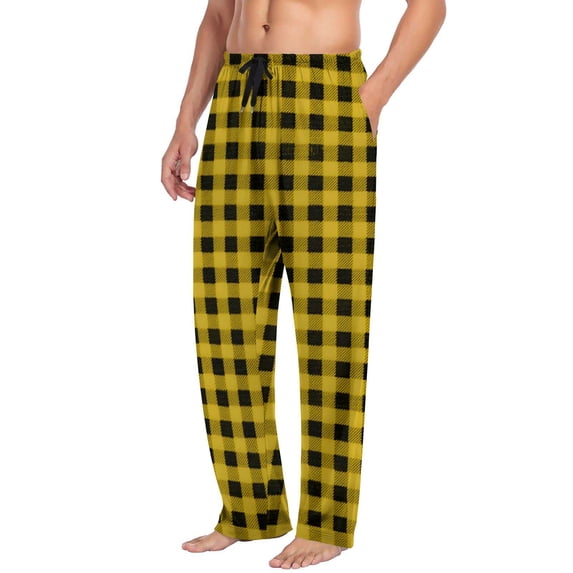 Men's Plaid Pajama Pants Soft Lightweight Lounge Pants with Pockets & Drawstring Casual Gingham Sleep Bottoms