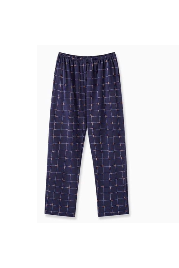 Men's Plaid Pajamas Pants Elastic Waist Straight Leg Home Pants Loose Lounge Long Sleepwear