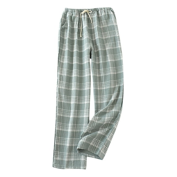 Men's Plaid Pajamas Pants Nightwear Wide Leg Homewear Comfort Sleepwear Straight Drawstring Casual Trousers