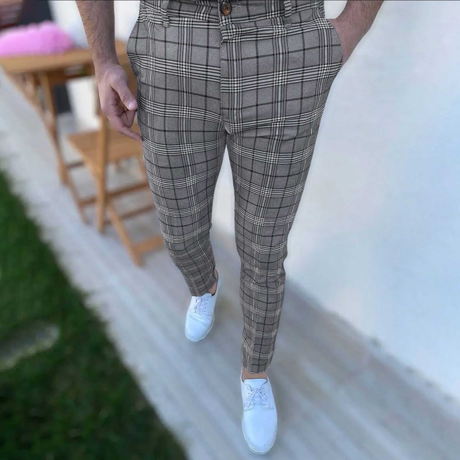 Plaid cuffed cheap pants
