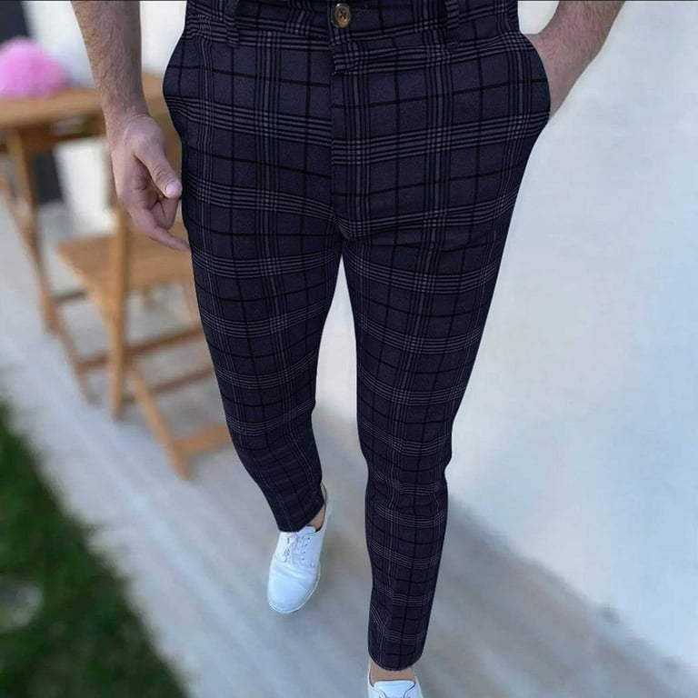 Blue White Gingham Leggings, Plaid Leggings, Plaid Stretch Pants