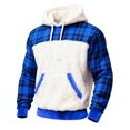 thumbnail image 1 of Men's Plaid Pattern Long Sleeve Pullover Hoodie with Adjustable Drawstring | Unisex Casual Wear for Sports Tracksuits, Running Outfits and Jogging,Blue,L, 1 of 4