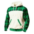 thumbnail image 1 of Men's Plaid Pattern Long Sleeve Pullover Hoodie with Adjustable Drawstring | Unisex Casual Wear for Sports Tracksuits, Running Outfits and Jogging,Green,2XL, 1 of 4
