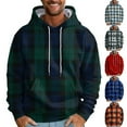 thumbnail image 1 of Men's Plaid Print Oversized Hooded Sweatshirt, Long Sleeve Loose Fit Fleece Pullover for Casual Wear, Fall Winter Fashion,Red,M, 1 of 5