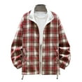 thumbnail image 1 of Men's Plaid Reversible Jackets Warm Casual Full Zip Up Coat Turn Down Collar Long Sleeve Jacket With Pocket (L, Khaki), 1 of 3