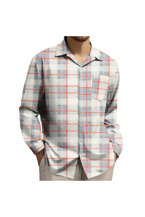 Plaid Shirts for Men Plaid Shacket Long Sleeve Casual Top Button Up Comfortable Stylish Wear for All Occasions Lightweight Stretchy Fabric