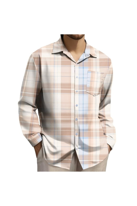 Plaid Shirts for Men Plaid Shacket Long Sleeve Casual Top Button-Up Stylish Printed Design Comfortable Versatile Wear for Work or Relaxation
