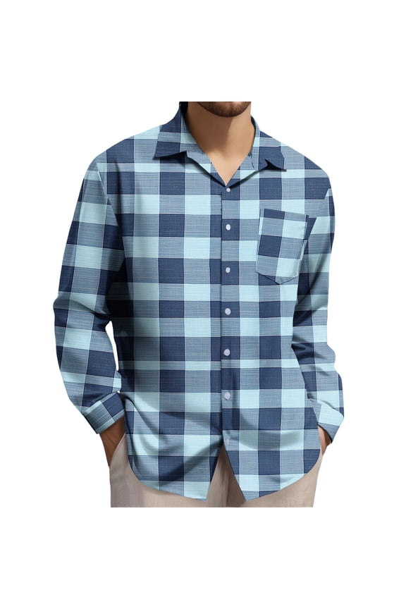Plaid Shirts for Men Plaid Shacket Long Sleeve Casual Top Button-Up Stylish Printed Design Comfortable Versatile Wear for Work or Relaxation