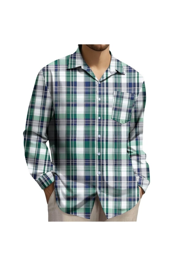 Plaid Shirts for Men Plaid Shacket Long Sleeve Casual Top Button-Up Stylish Printed Design Comfortable Versatile Wear for Work or Relaxation