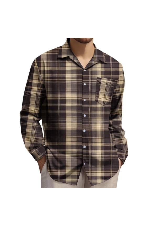 Plaid Shirts for Men Plaid Shacket Long Sleeve Casual Top Button-Up Stylish Printed Design Comfortable Versatile Wear for Work or Relaxation