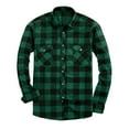 thumbnail image 1 of Men's Plaid Shirt Long Sleeve Lapel Collar Button Down Cardigan Top with Pockets Olive Green 5XL, 1 of 5