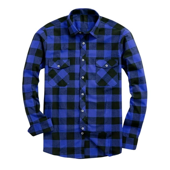 Men's Plaid Shirt Regular Fit Long Sleeve Button Down Shirt Casual Lightweight Shirt Jacket Vintage Casual Cowboy Shacket with Pockets