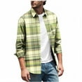 thumbnail image 1 of Men's Plaid Shirts Casual Button Down Shirt Jackets Long Sleeve Stylish Regular Fit Coats with Pockets Fall Soft Outwear (2XL, Green), 1 of 5