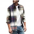 thumbnail image 1 of Men's Plaid Shirts Casual Button Down Shirt Jackets Long Sleeve Stylish Regular Fit Coats with Pockets Fall Soft Outwear (S, Navy), 1 of 5