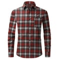 thumbnail image 1 of Men's Plaid Shirts Long Sleeve Button-up Pockets Cotton Work Shirt Daily Casual/Formal Lapel Western Dress Shirts Regular Fit Fall Clothing Lightweight, Red (Medium), 1 of 5