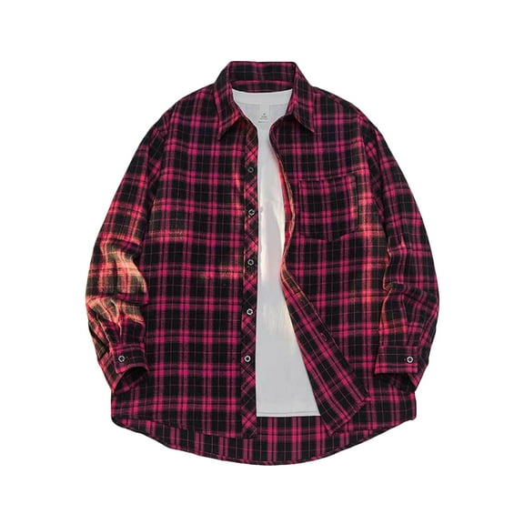 Men's Plaid Shirts Regular Fit Button Down T Shirts Long Sleeve Casual Fall Shirt Jacket Big and Tall Fall Baisc Tops