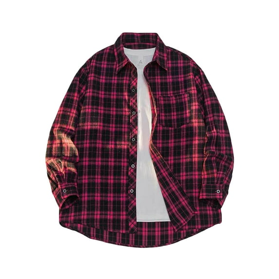 Men's Plaid Shirts Regular Fit Button Down T Shirts Long Sleeve Casual Fall Shirt Jacket Big and Tall Fall Baisc Tops