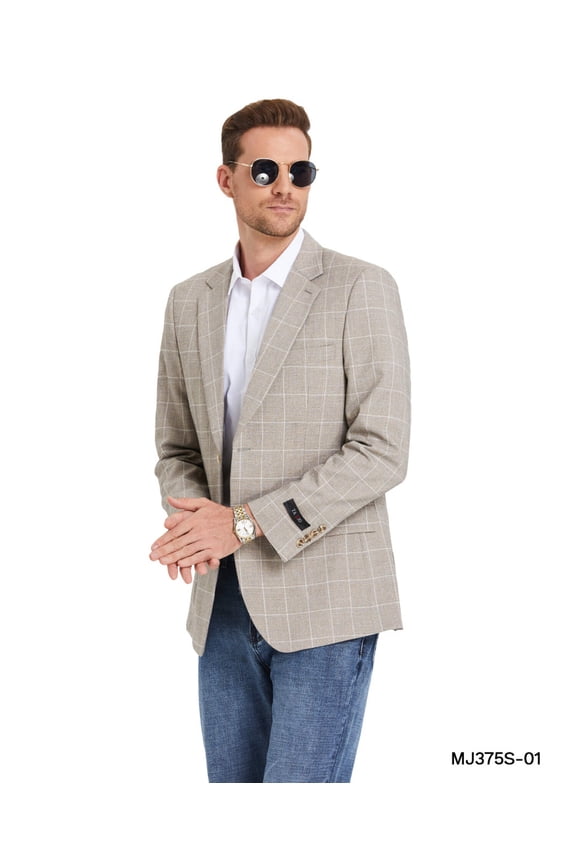 Men's Plaid Slim-Fit Blazer w/ Notch Lapel