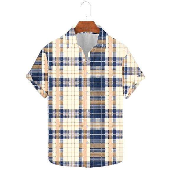Men's Plaid Tshirts Top Casual Blouse Short Sleeve Summer Shirts Trendy Vacation Button Shirt Tops Comfy Lightweight Clothing