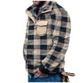 thumbnail image 1 of Men's Plaid Turtleneck Plush Sweater - Button Pullover with Pocket, Full Sleeve, Casual Style, All-Season Fit, 1 of 4