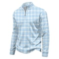 thumbnail image 1 of Men's Plaid Waffle Knit Sweatshirt Quarter Zip Pullover Stand Collar Long Sleeve Loose Fit Casual Sweatshirt For Fall Winter Daily Wear, XL, 1 of 7
