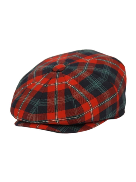 Men's Plaid Wool Blend Tweed Herringbone Newsboy Ivy Cap Snap Brim Gatsby Hat